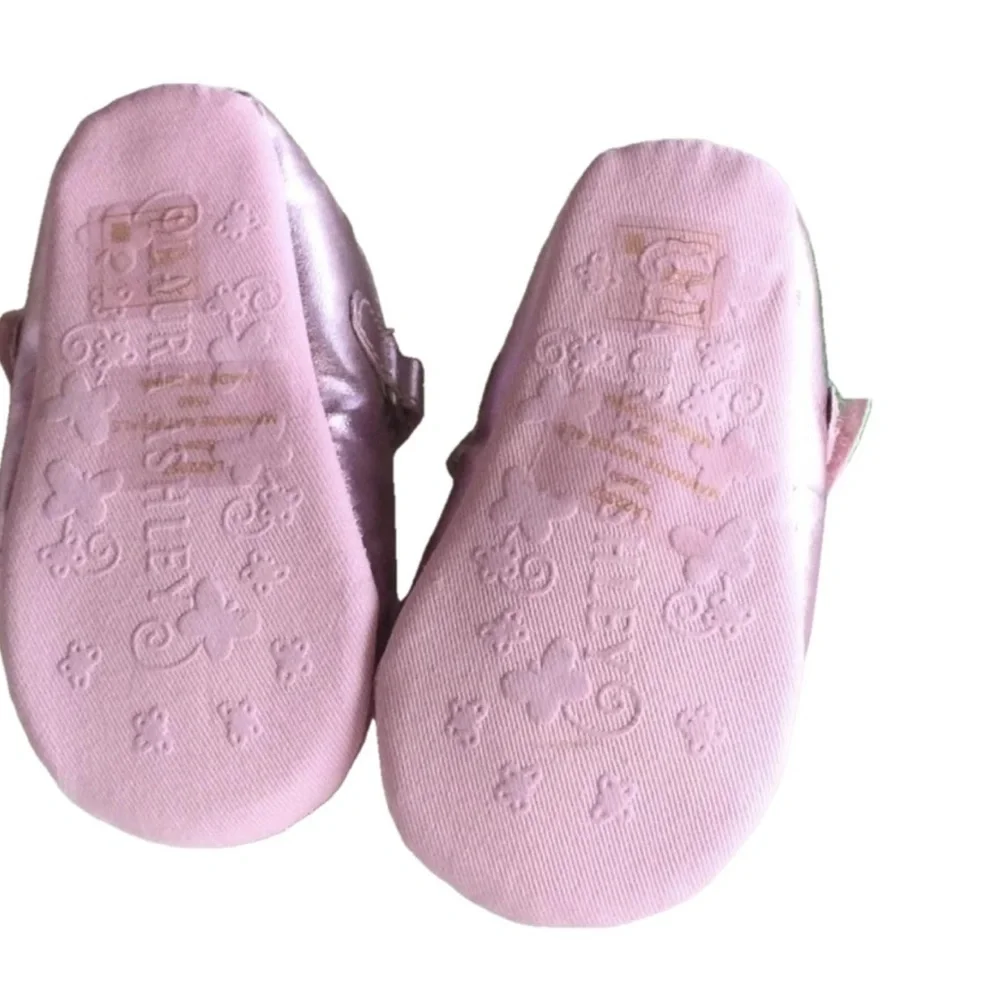 Laura Ashley Mary Jane’s Pink Metallic Bow Babies Toddler’s Shoes